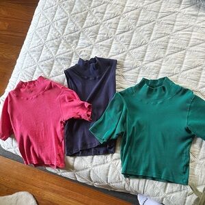 Big Bud Press Set of Three Mock Neck Tops - Red, Blue, Green